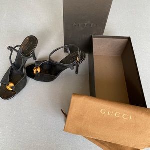 Gucci Suede Ankle Strap Stilettos